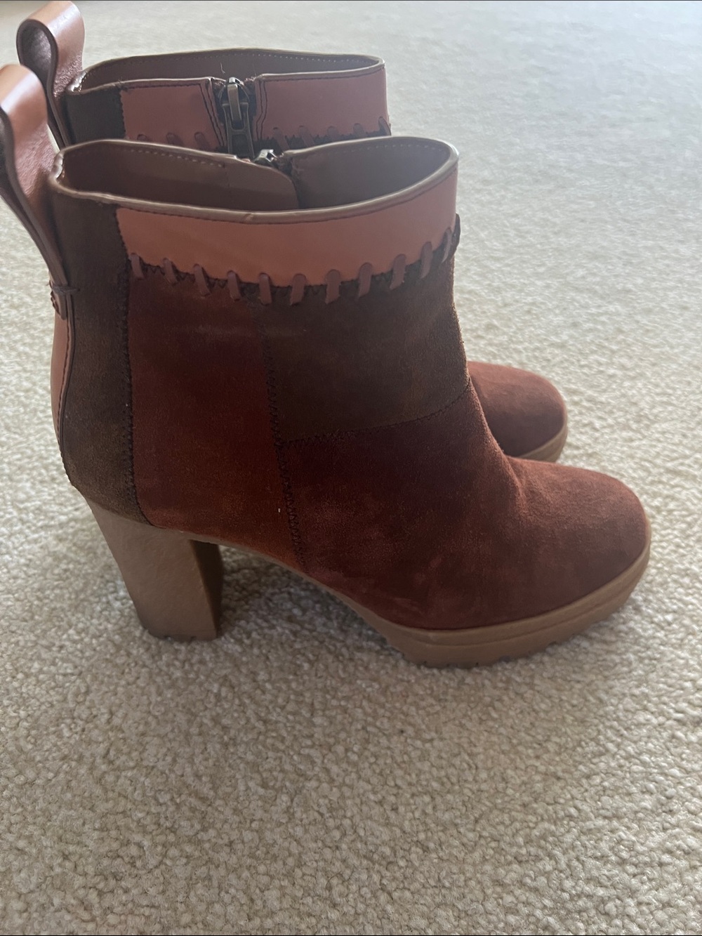See By Chloe Rust Brown Suede Ankle Booties